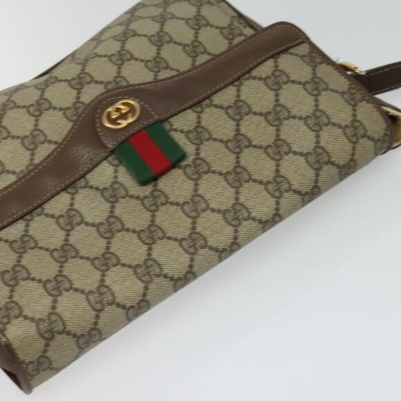 GUCCI GG Supreme Web Sherry Line Bag Pvc Beige Gold 164 02 084 - Picture 6 of 16